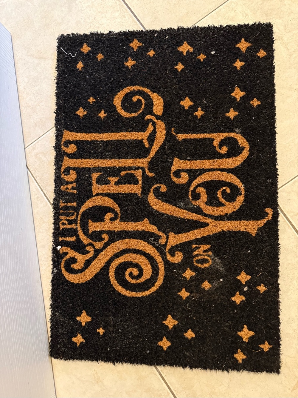 Black and Tan Coir Doormat